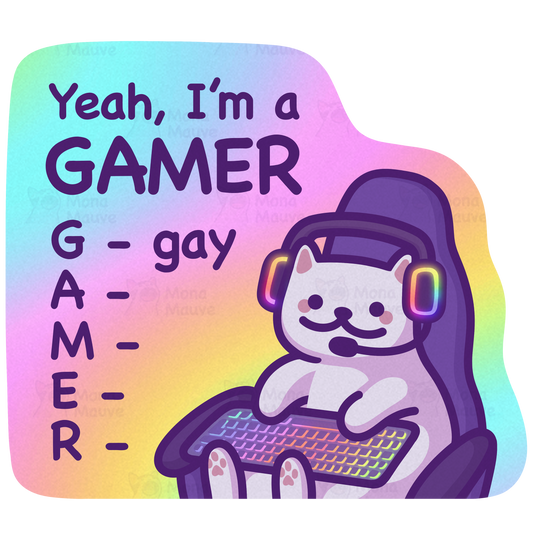 Yeah, I'm a GAMER | Funny Pride Cat Meme Vinyl Sticker