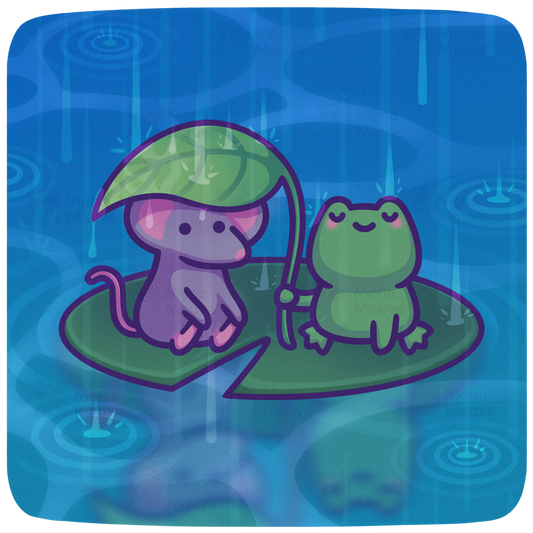 Cute Frog Vinyl Sticker | Frog & Mouse on a Lily Pad