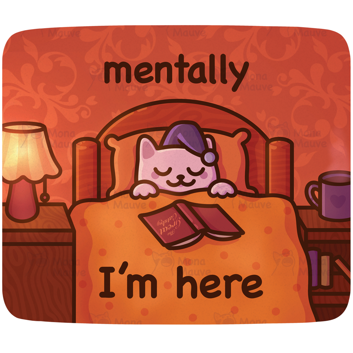 Funny Cat Meme Vinyl Sticker | Mentally I'm Here