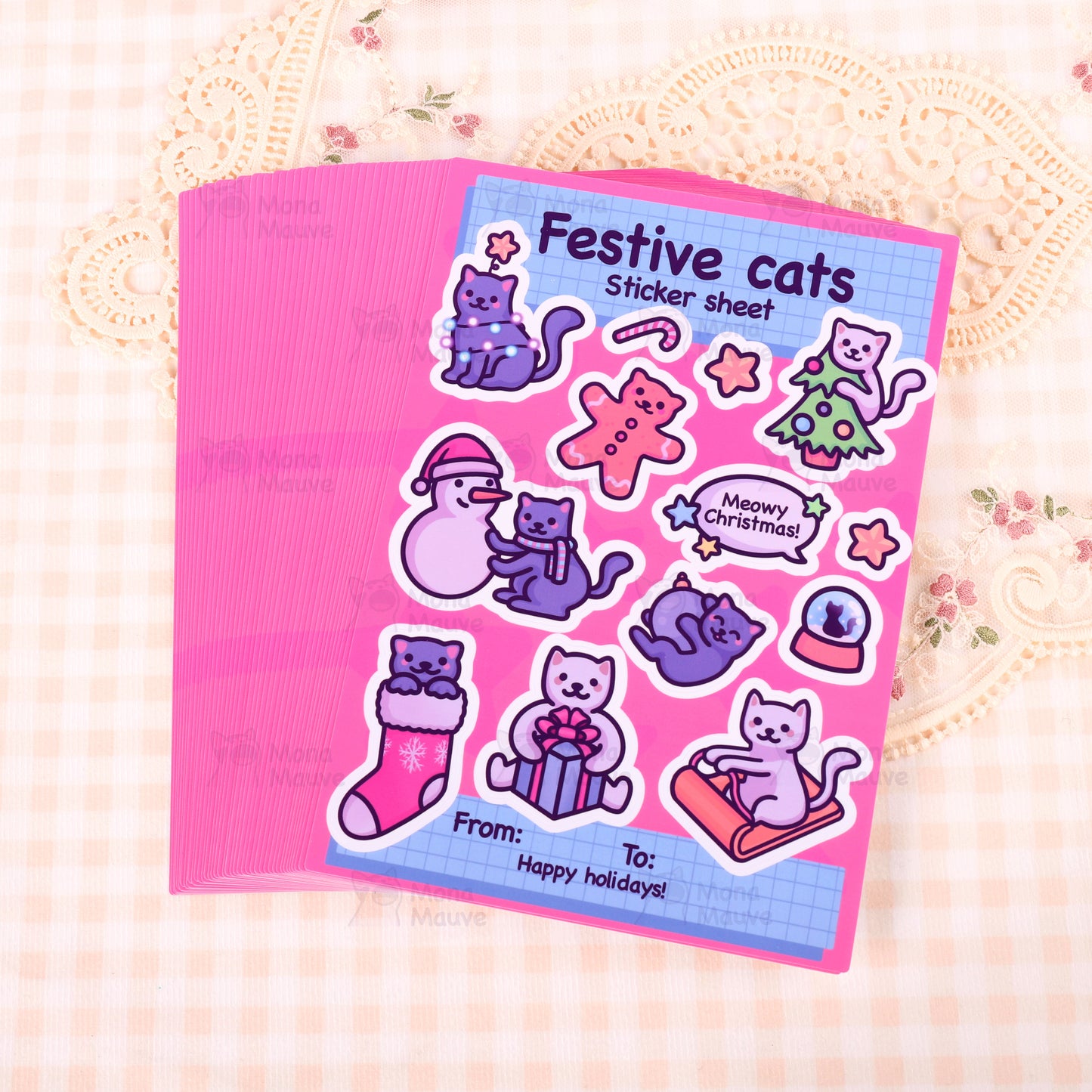 Christmas Sticker Sheet | Festive Cats | 13 Cute Stickers