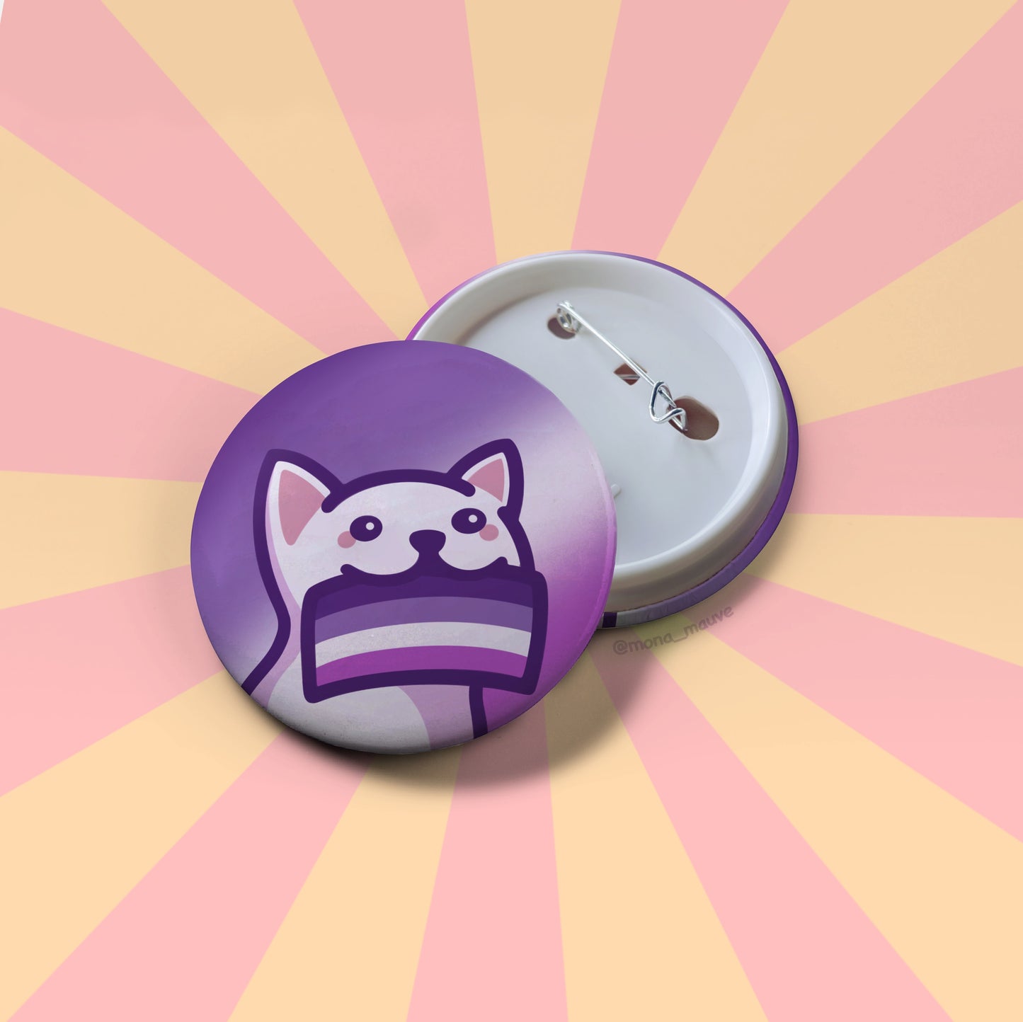 Asexual Pride Button Badge | Cute Cat Holding an Ace Pride Flag | LGBTQ+ Pride