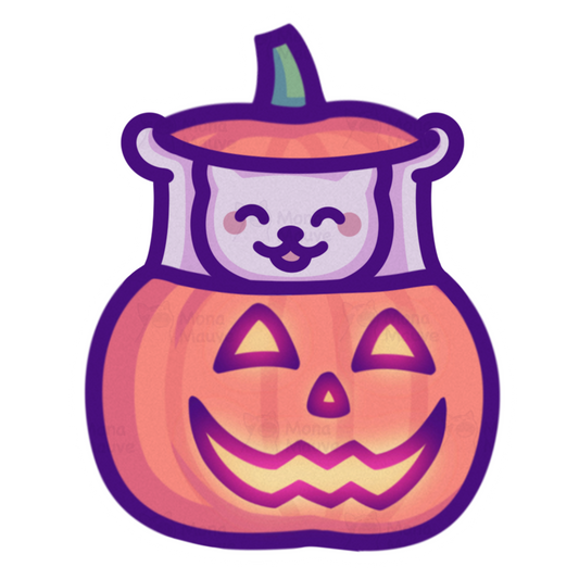 Cat in a Pumpkin | Cute Halloween Vinyl Sticker