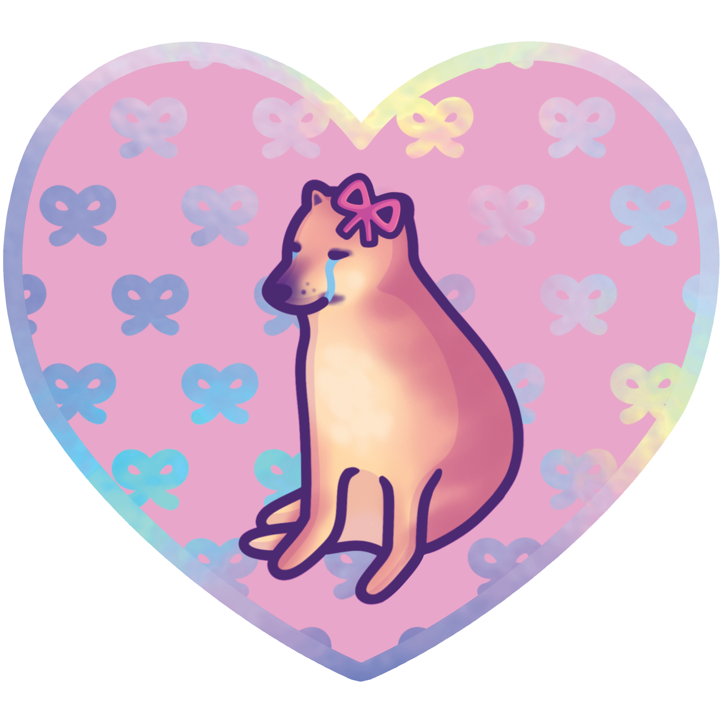 Holographic Cheems Meme Sticker | Sad Doge