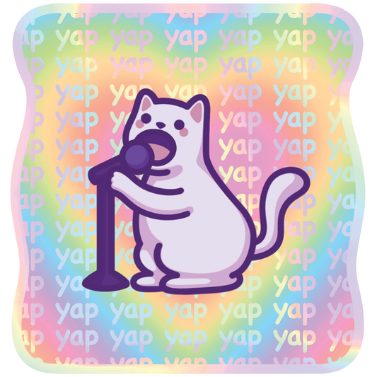 Funny Holographic Cat Meme Sticker | Yap Yap Yap