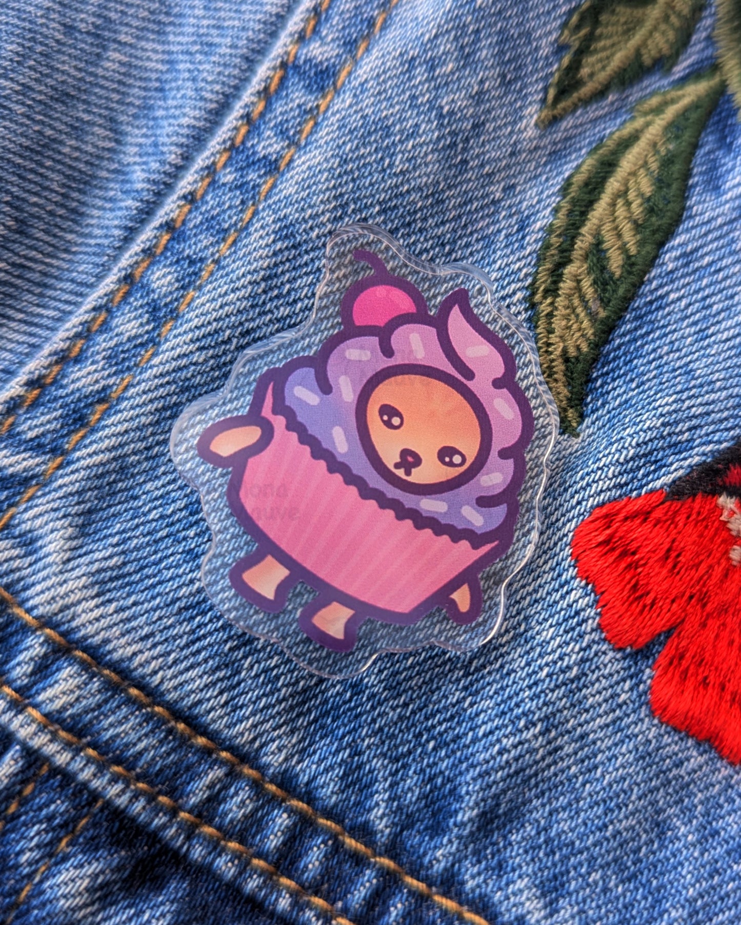 Cupcake Cat Pin | Snack Cats Collection | 40mm Acrylic Badge