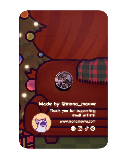 Cute Cat Christmas Wooden Pin