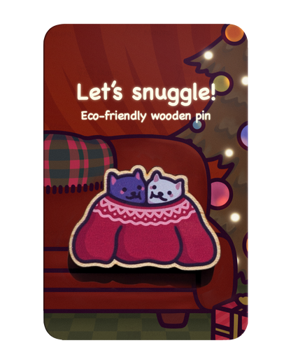 Cute Cat Christmas Wooden Pin