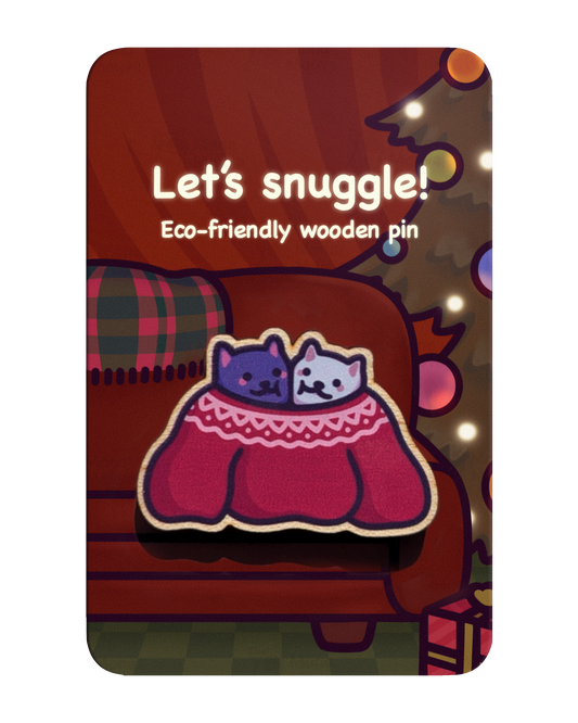 Cute Cat Christmas Wooden Pin