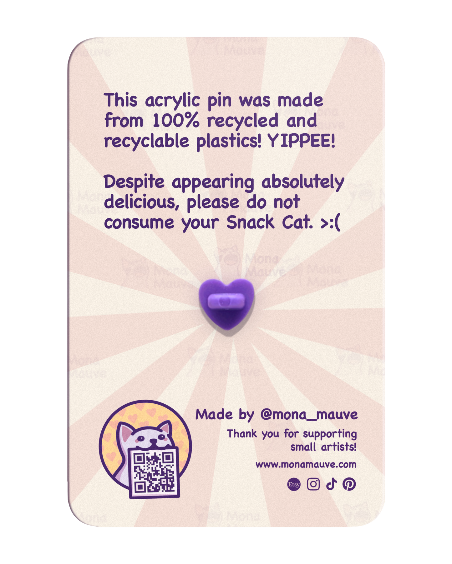 Mayo Cat Pin | Snack Cats Collection | 40mm Acrylic Badge Butterfly Clutch