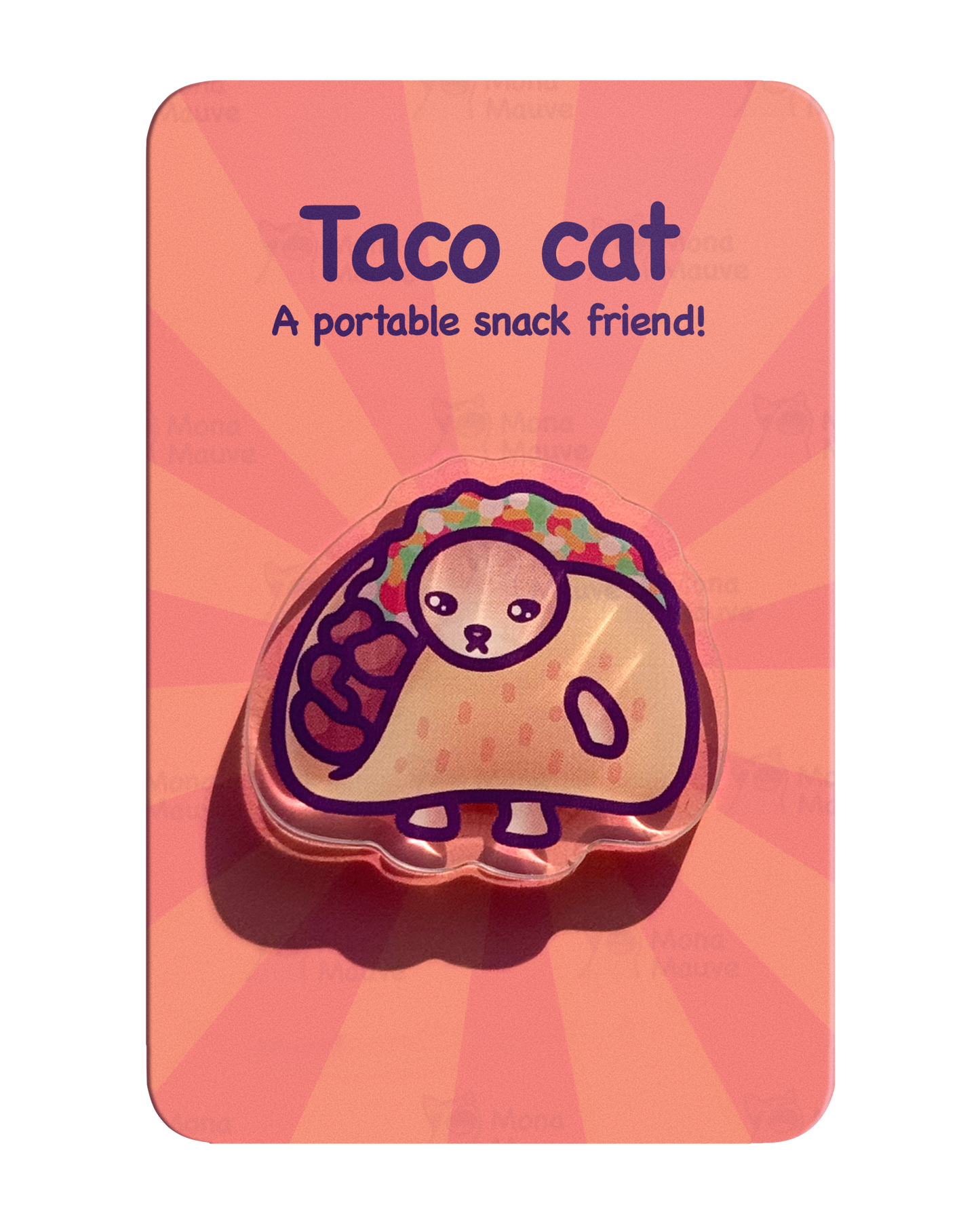 Taco Cat Pin | Snack Cats Collection | 40mm Acrylic Badge Butterfly Clutch