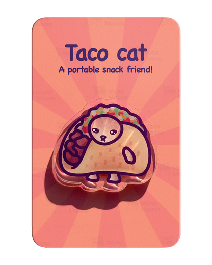 Taco Cat Pin | Snack Cats Collection | 40mm Acrylic Badge Butterfly Clutch