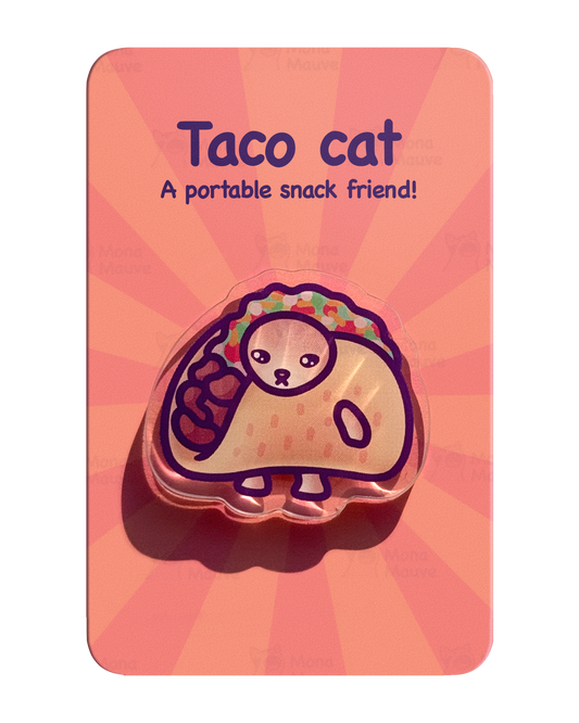 Taco Cat Pin | Snack Cats Collection | 40mm Acrylic Badge Butterfly Clutch