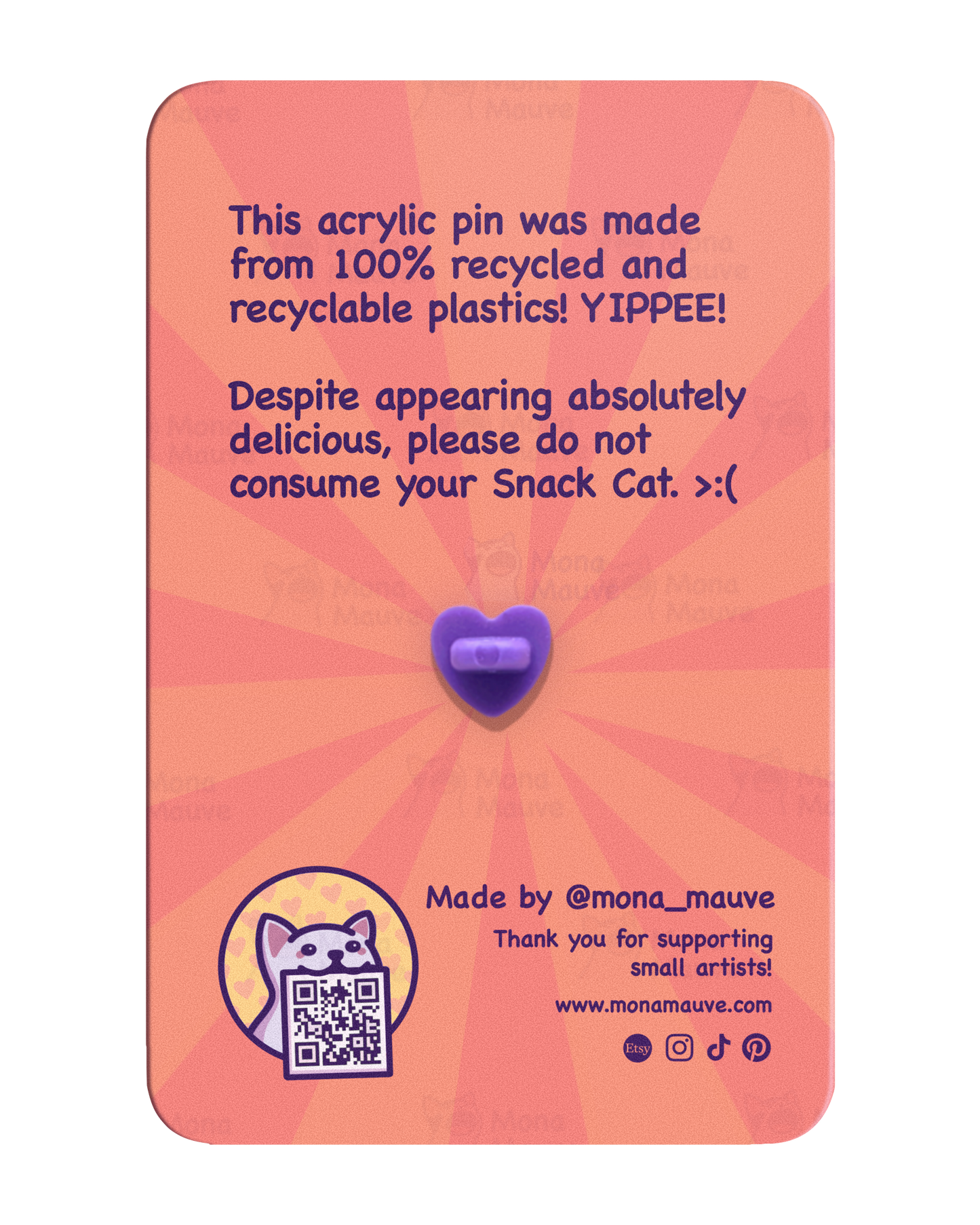 Taco Cat Pin | Snack Cats Collection | 40mm Acrylic Badge Butterfly Clutch