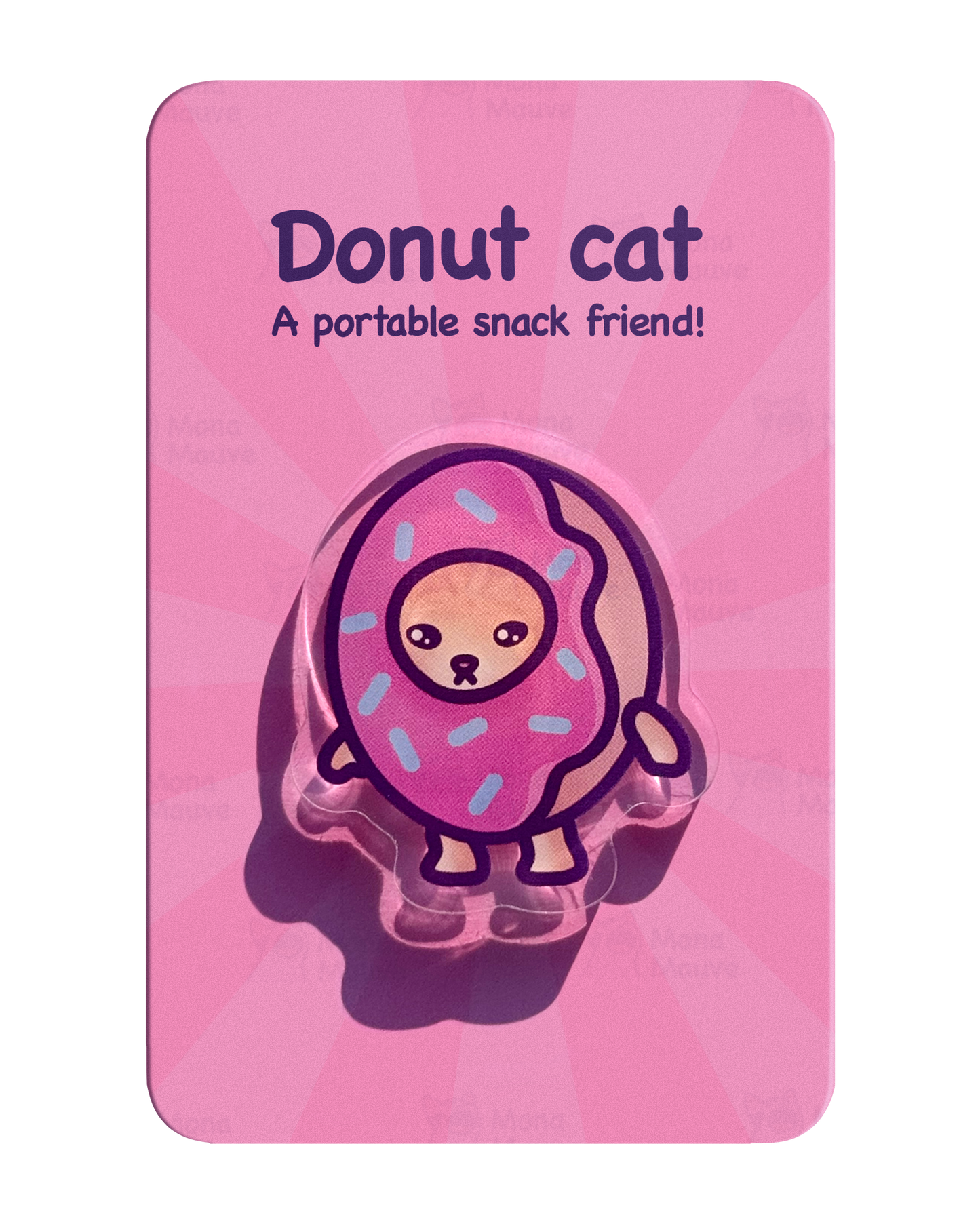Donut Cat Pin | Snack Cats Collection | 40mm Acrylic Badge Butterfly Clutch