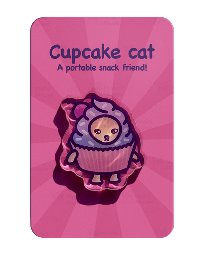 Cupcake Cat Pin | Snack Cats Collection | 40mm Acrylic Badge