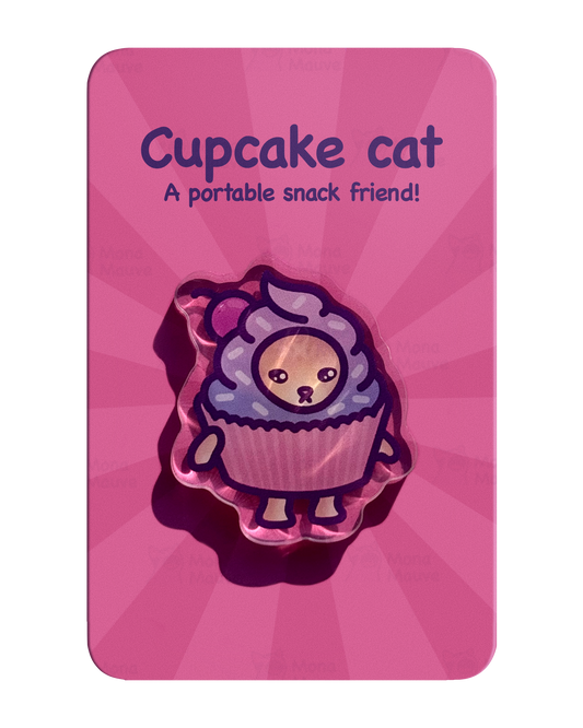 Cupcake Cat Pin | Snack Cats Collection | 40mm Acrylic Badge