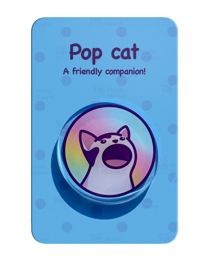 Pop Cat Meme Acrylic Pin | 40mm Acrylic Badge with Butterfly Clutch
