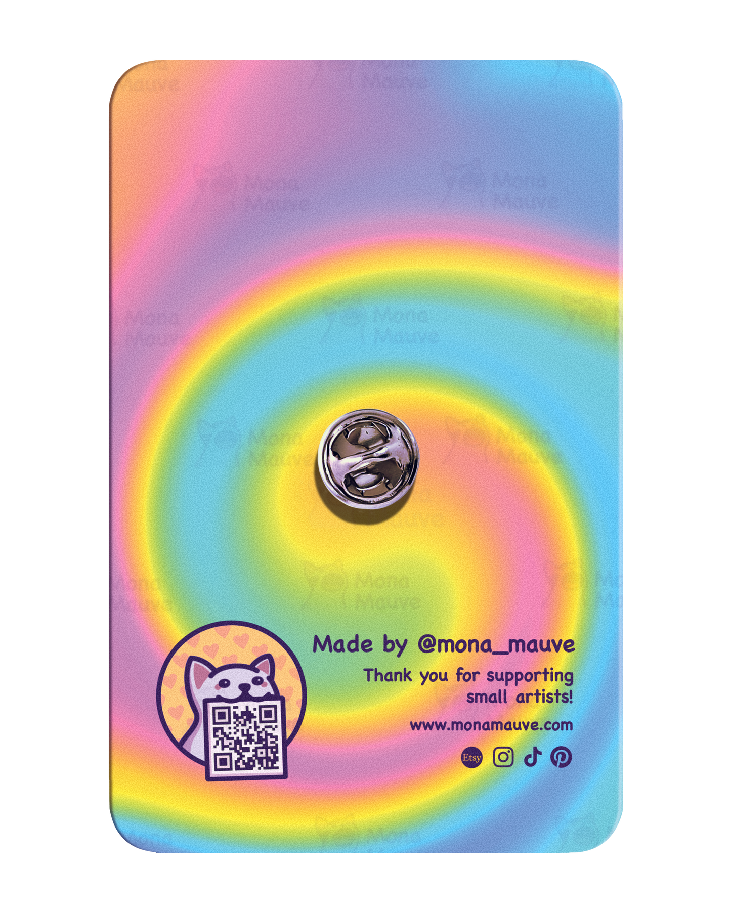 LGBTQ+ Pride Kitten Badge | Cute Cat Wooden Pin