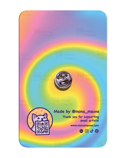 LGBTQ+ Pride Kitten Badge | Cute Cat Wooden Pin
