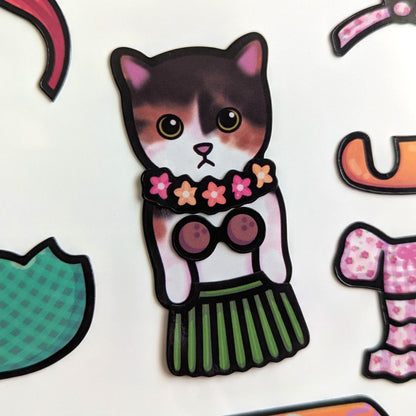 Cat Dress-Up Fridge Magnet Set | Summer Pack