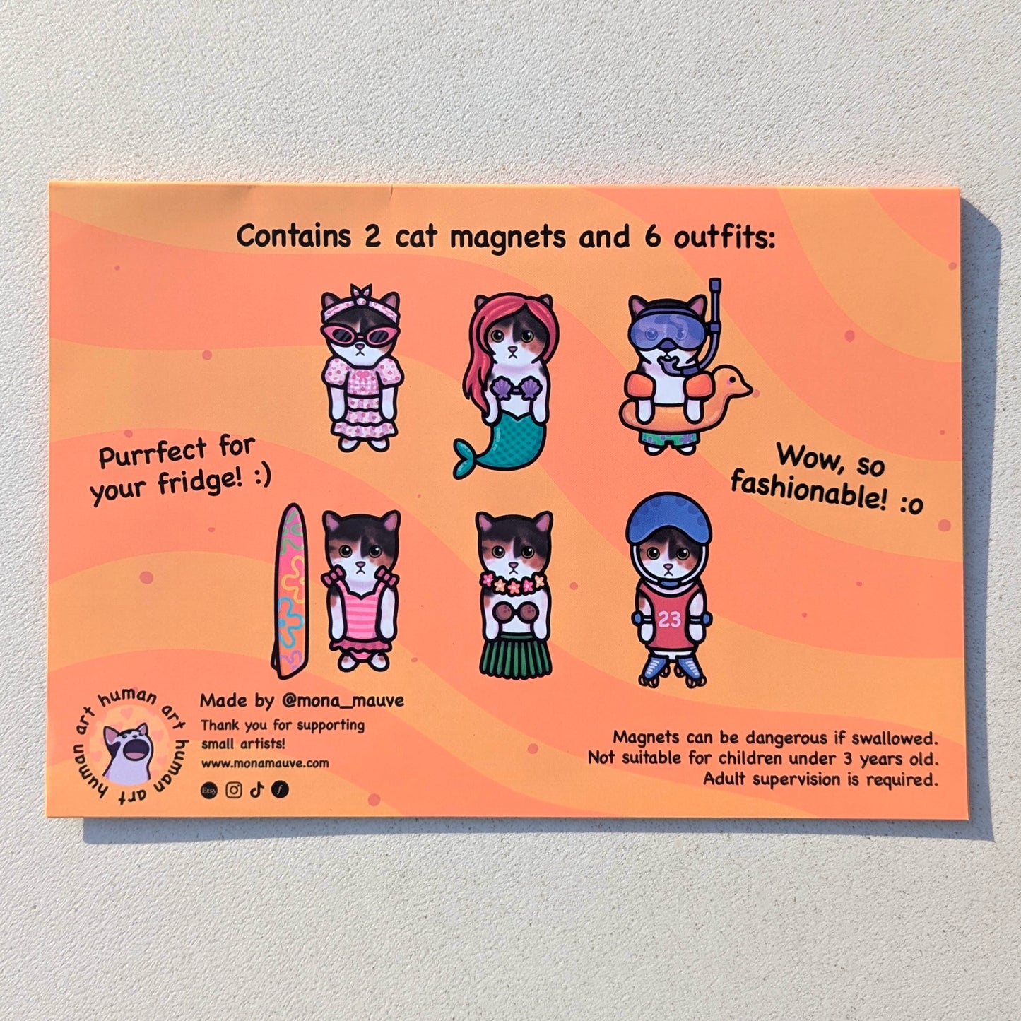 Cat Dress-Up Fridge Magnet Set | Summer Pack