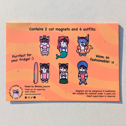 Cat Dress-Up Fridge Magnet Set | Summer Pack