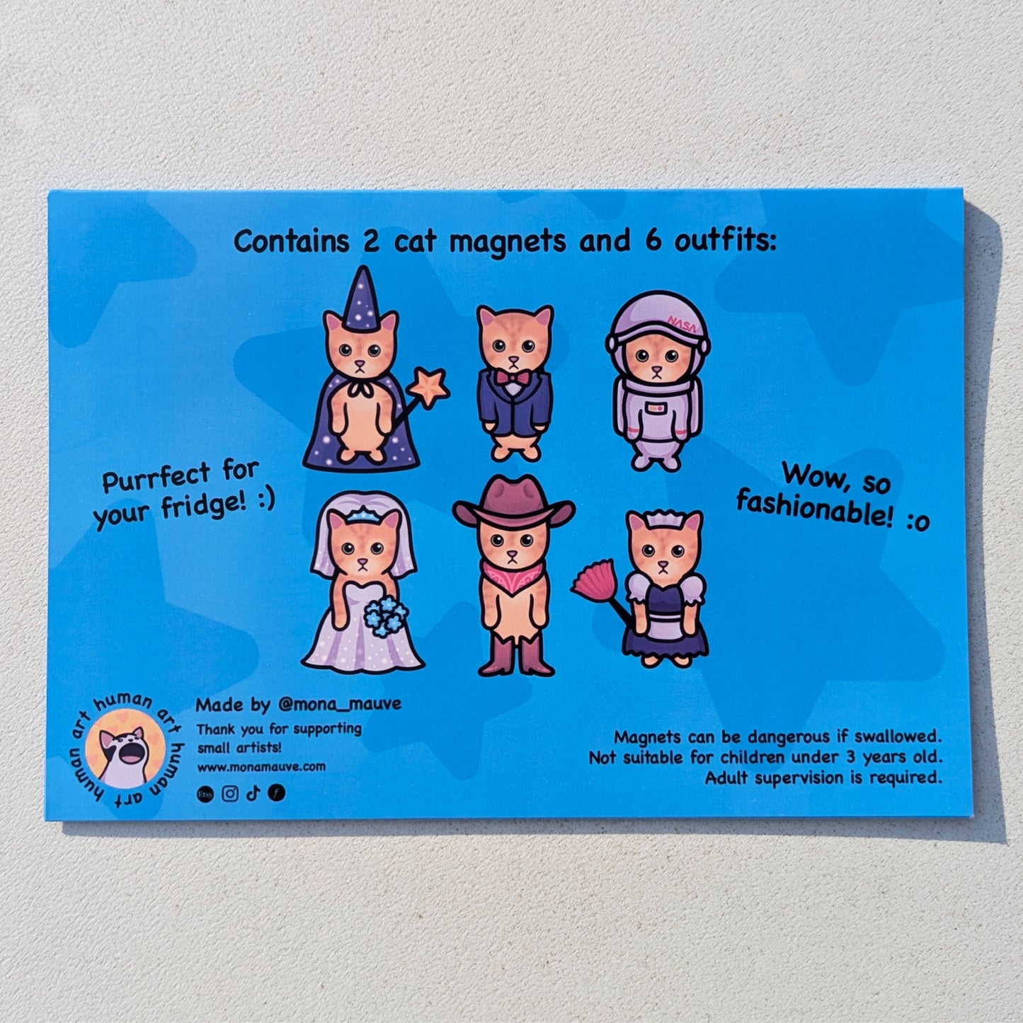 Funny Cat Fridge Magnet Set | Dress Up Game | El Gato & 6 Outfits