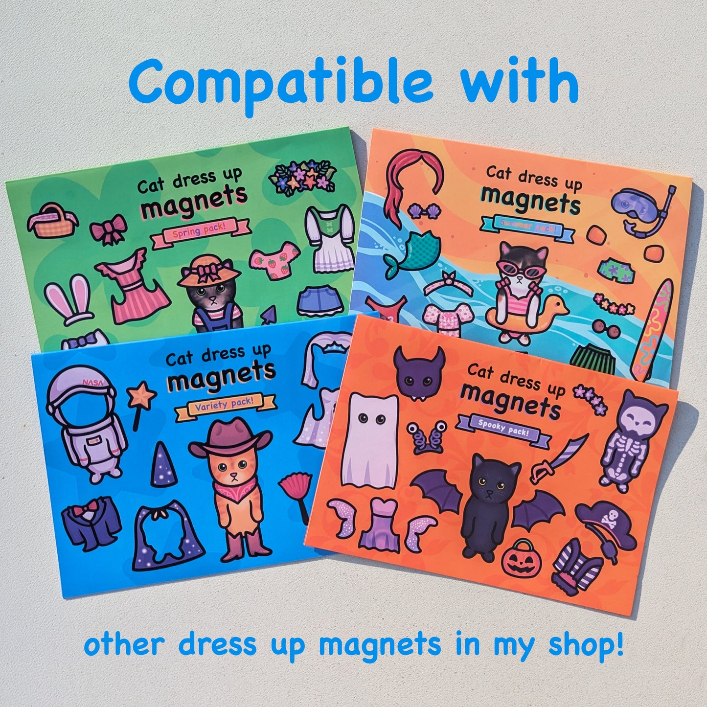 Funny Cat Fridge Magnet Set | Dress Up Game | El Gato & 6 Outfits