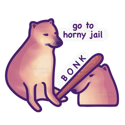 Funny Asexual Pride Meme Sticker | Horny Jail BONK