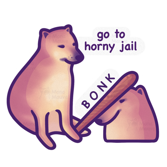 Funny Asexual Pride Meme Sticker | Horny Jail BONK