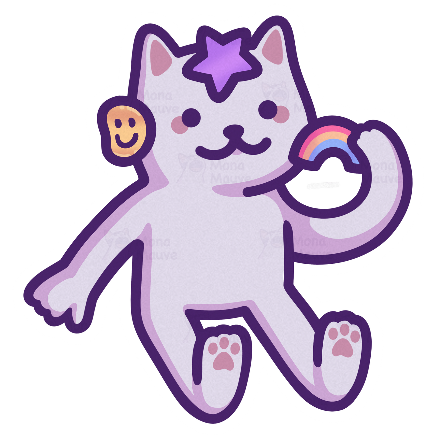 Funny Cat Vinyl Sticker | Kitty Sticking Stickers On His Face