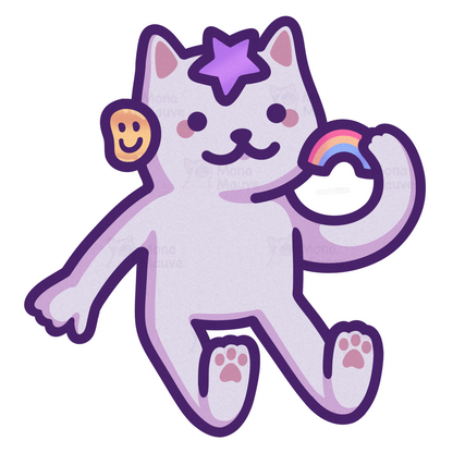Funny Cat Vinyl Sticker | Kitty Sticking Stickers On His Face