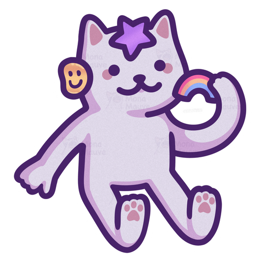 Funny Cat Vinyl Sticker | Kitty Sticking Stickers On His Face