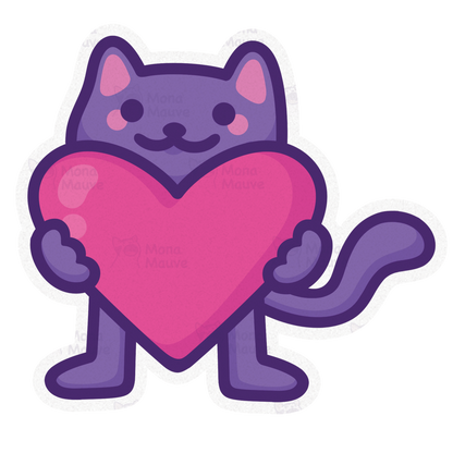 Cute Cat Sticker | Kitten Holding a Heart