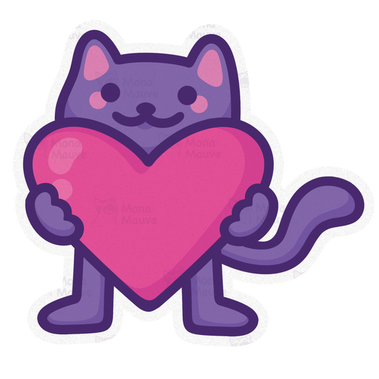 Cute Cat Sticker | Kitten Holding a Heart