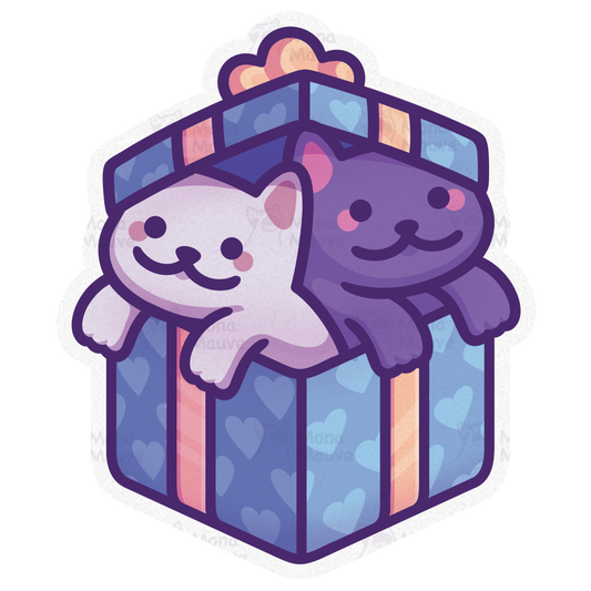 Cute Gift Box Cats Sticker | Two Cats In a Present