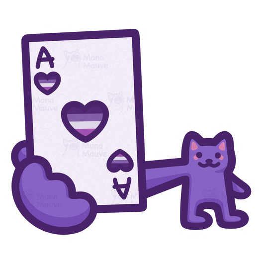 Cute Ace Pride Cat Sticker | Asexual Flag Card