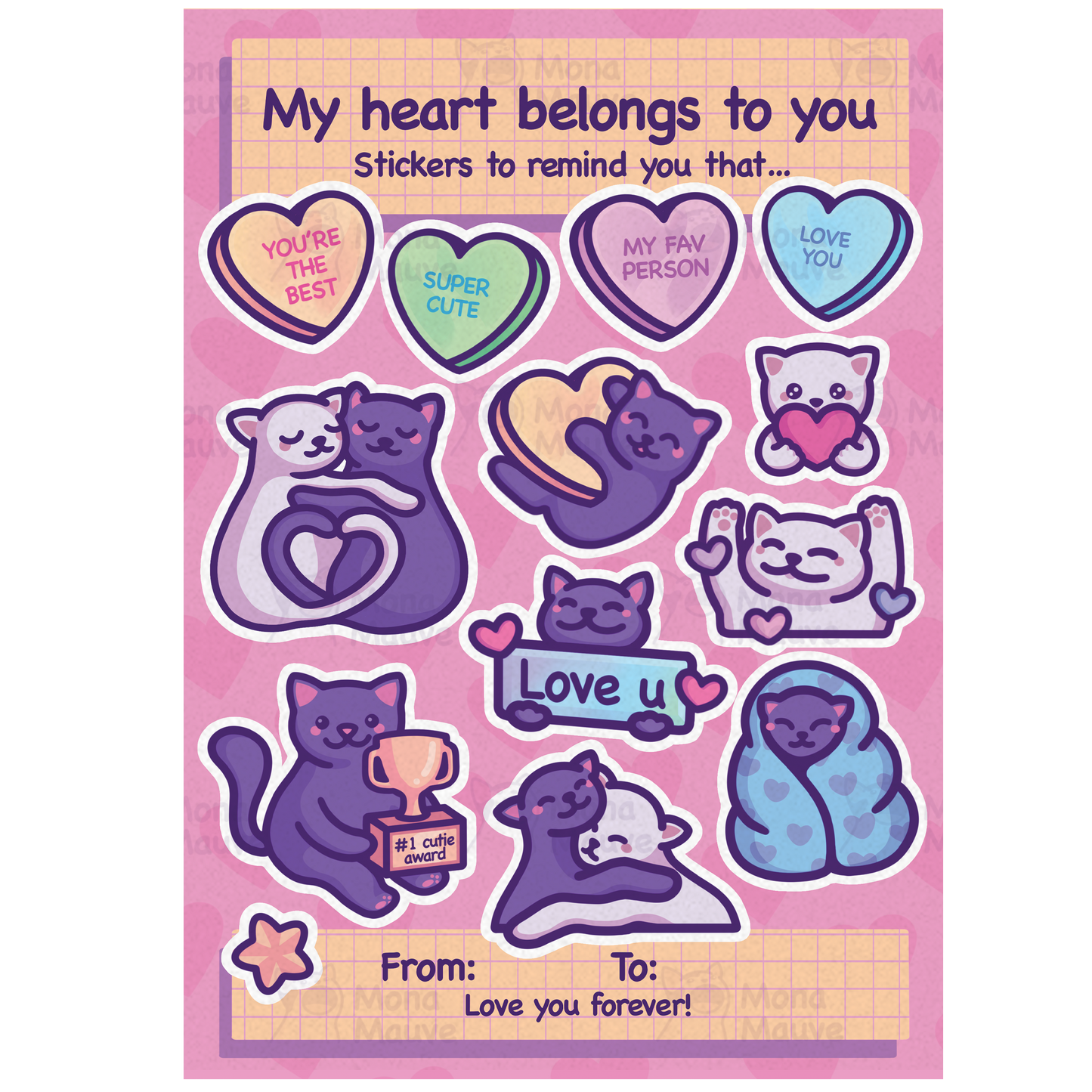 Anniversary Sticker Sheet | 13 Cute Cat Vinyl Stickers