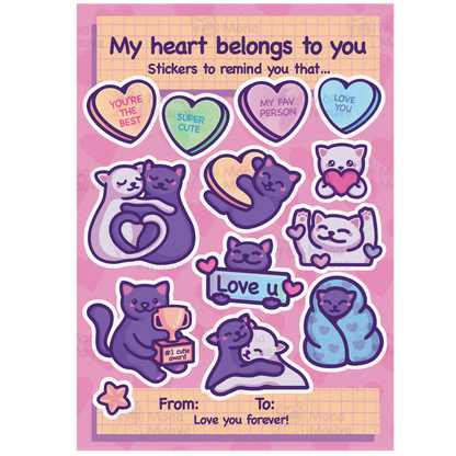 Anniversary Sticker Sheet | 13 Cute Cat Vinyl Stickers