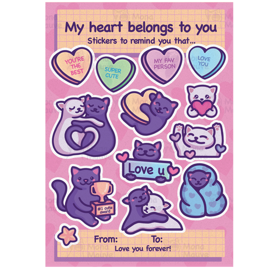 Anniversary Sticker Sheet | 13 Cute Cat Vinyl Stickers