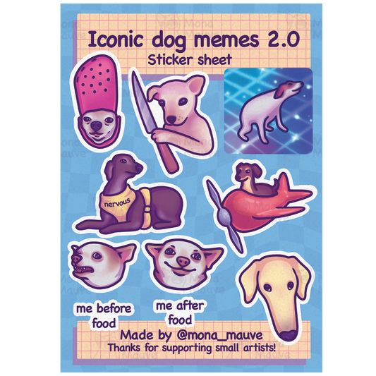 Iconic Dog Memes 2.0 Sticker Sheet | 14 Cute & Funny Vinyl Stickers