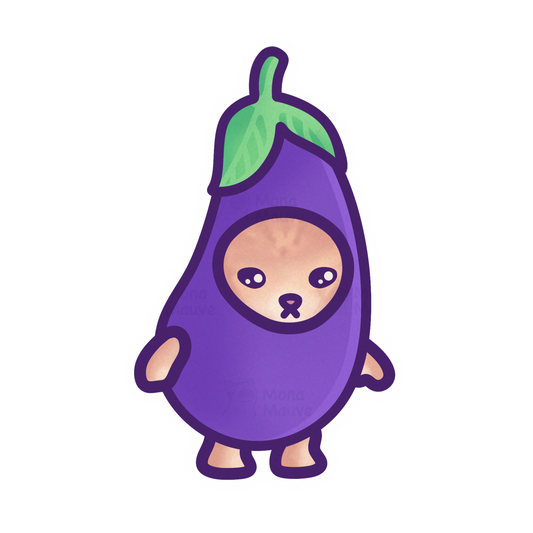 Eggplant Cat Meme Vinyl Sticker | Snack Cats Collection