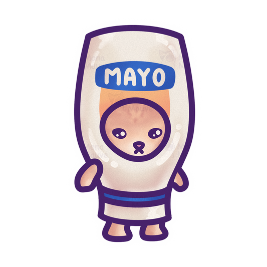 Mayo Cat Meme Vinyl Sticker | Snack Cats Collection
