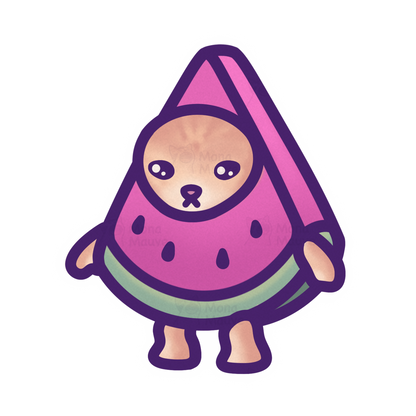 Watermelon Cat Meme Vinyl Sticker | Snack Cats Collection