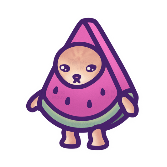 Watermelon Cat Meme Vinyl Sticker | Snack Cats Collection
