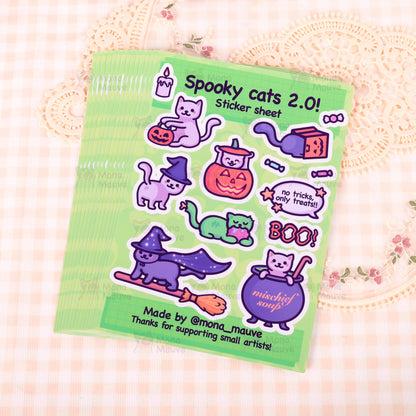 Cute Halloween Sticker Sheet | 13 Spooky Cat Vinyl Stickers