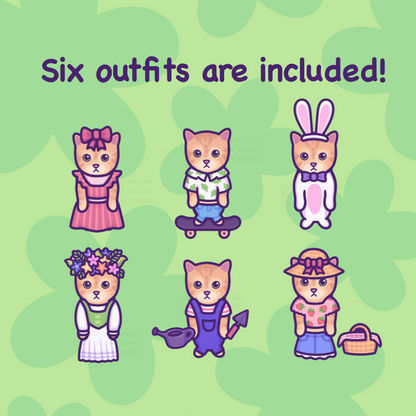 Cat Fridge Magnet Set - Spring Edition | Dress Up Game | El Gato & 6 Outfits