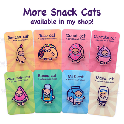 Mayo Cat Pin | Snack Cats Collection | 40mm Acrylic Badge Butterfly Clutch