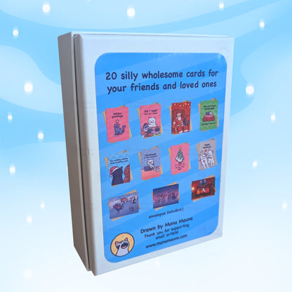 Cat Christmas Card Bundle | 20 Blank Festive Card Box