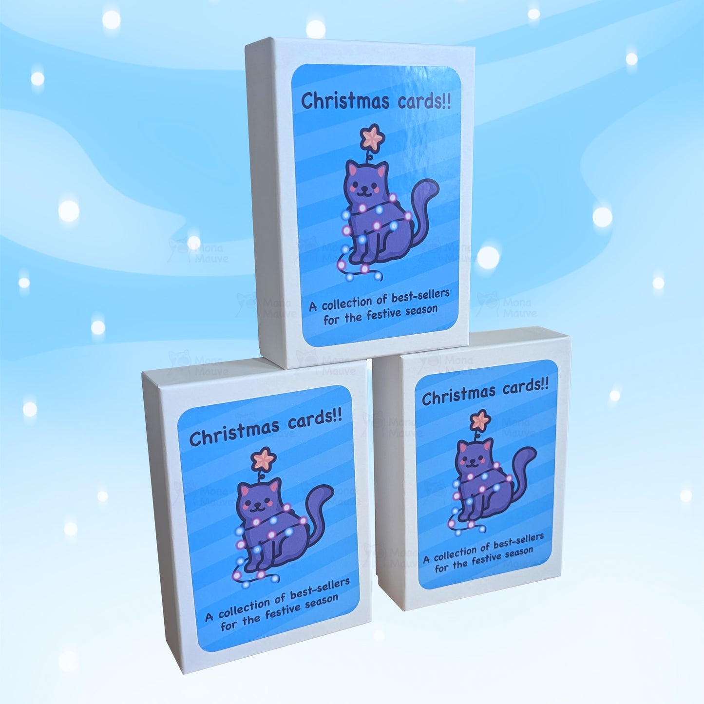 Cat Christmas Card Bundle | 20 Blank Festive Card Box